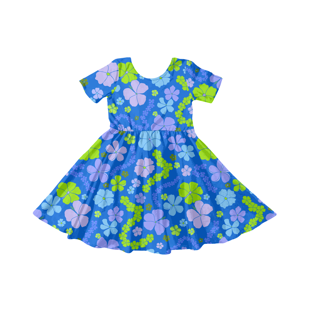 Bright Blue Hawaiian Floral