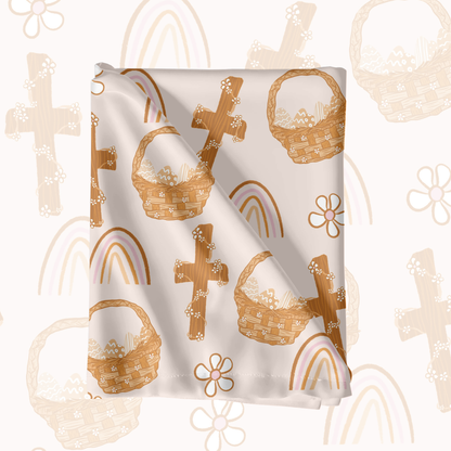 Boho Easter basket seamless pattern