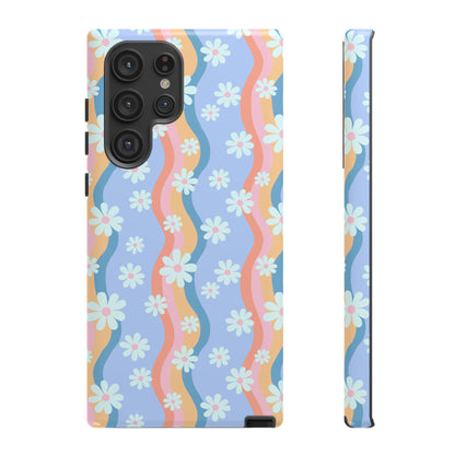 Blue Wavy Daisy Phone Case