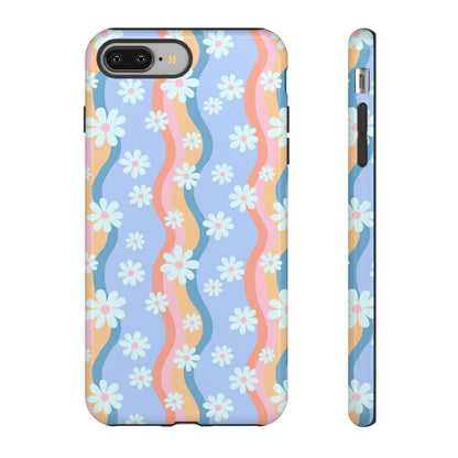 Blue Wavy Daisy Phone Case