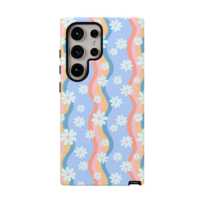 Blue Wavy Daisy Phone Case