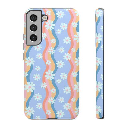 Blue Wavy Daisy Phone Case