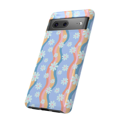 Blue Wavy Daisy Phone Case