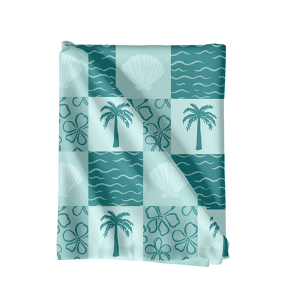 Blue summer palms patchwork Pattern