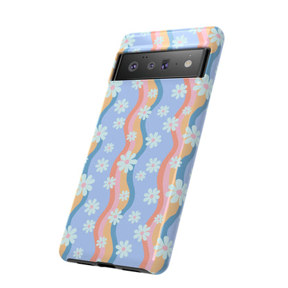 Blue Wavy Daisy Phone Case