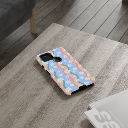 Blue Wavy Daisy Phone Case