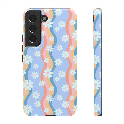 Blue Wavy Daisy Phone Case