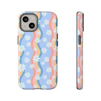 Blue Wavy Daisy Phone Case