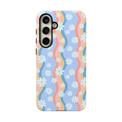 Blue Wavy Daisy Phone Case