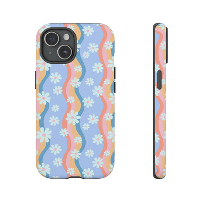 Blue Wavy Daisy Phone Case