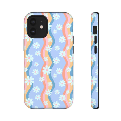 Blue Wavy Daisy Phone Case