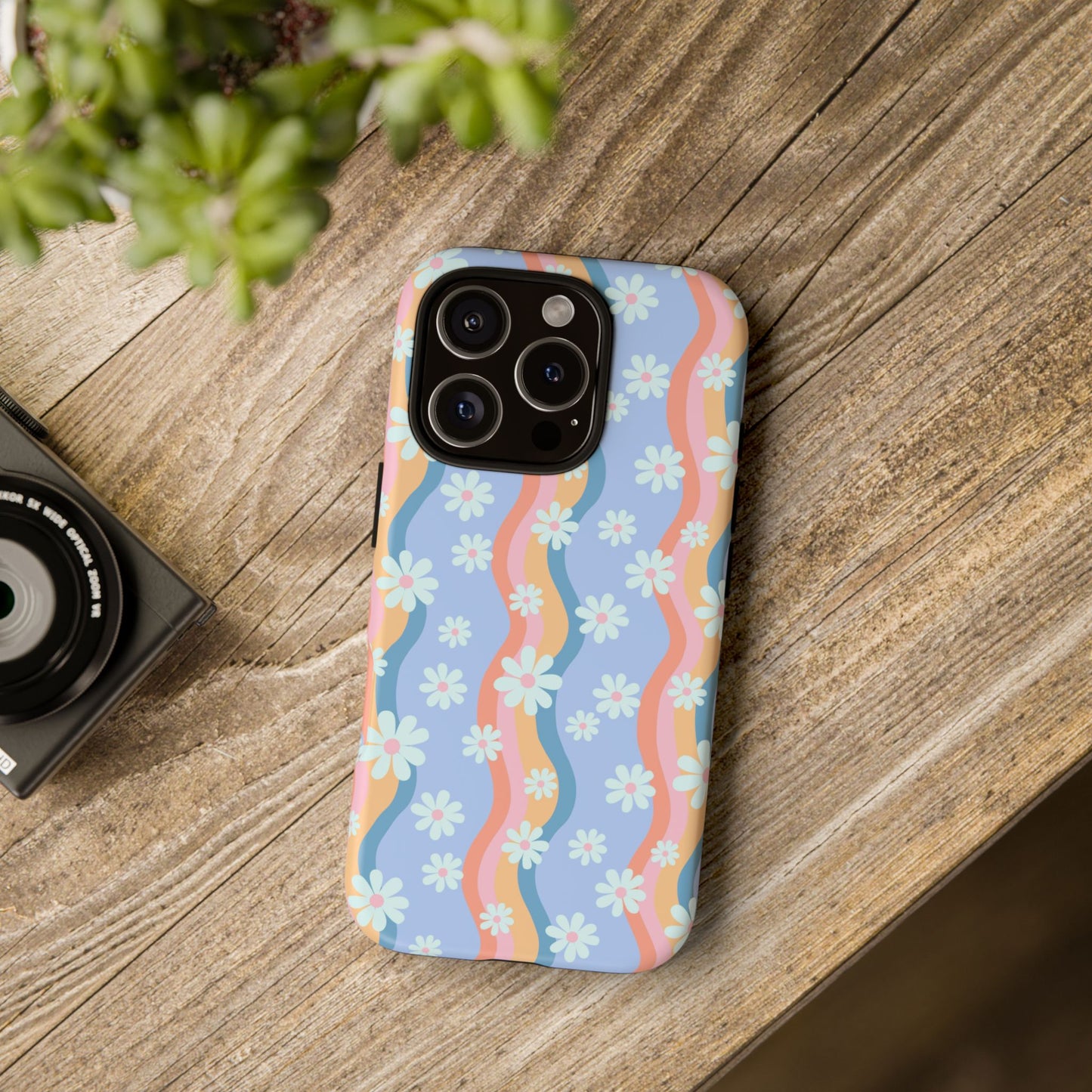 Blue Wavy Daisy Phone Case