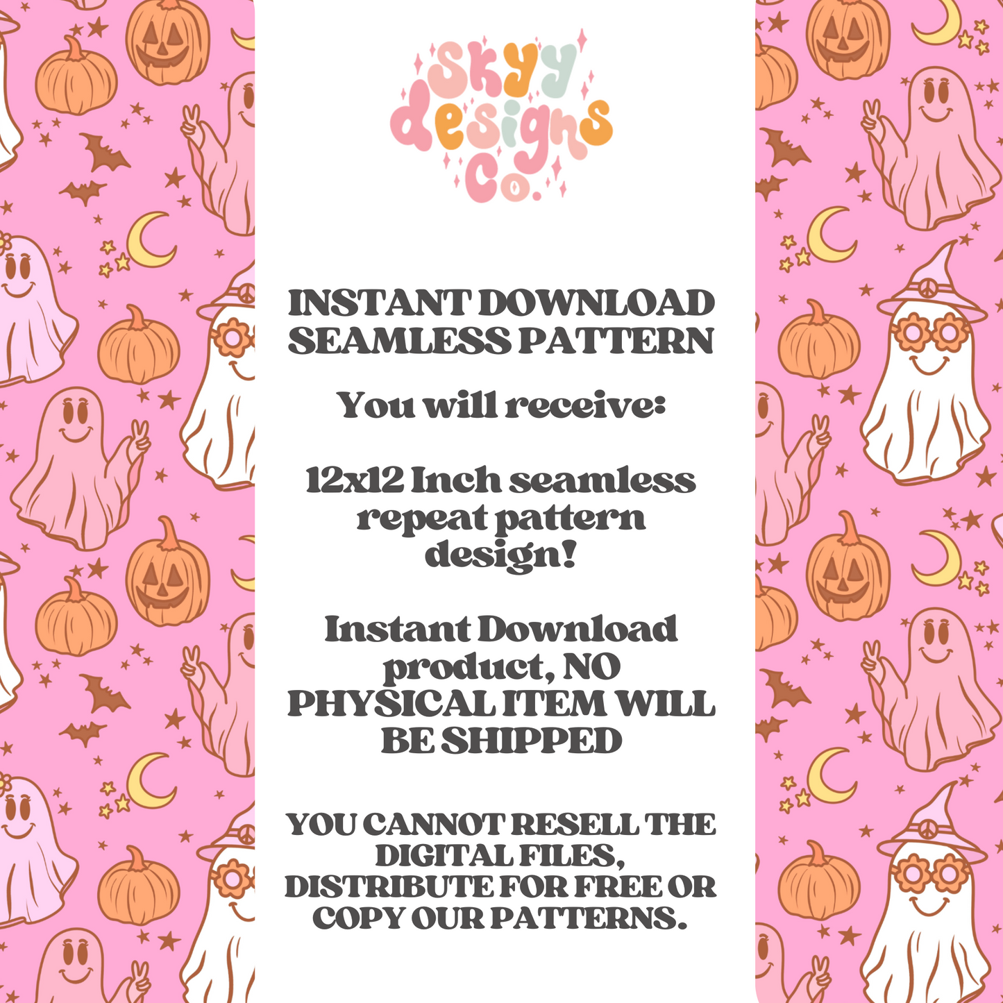 Retro Halloween Pattern Pink Background