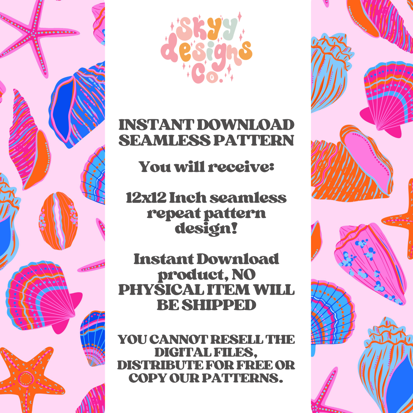 Bright neon seashells