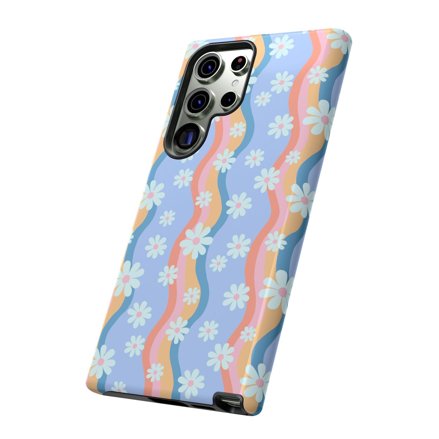 Blue Wavy Daisy Phone Case