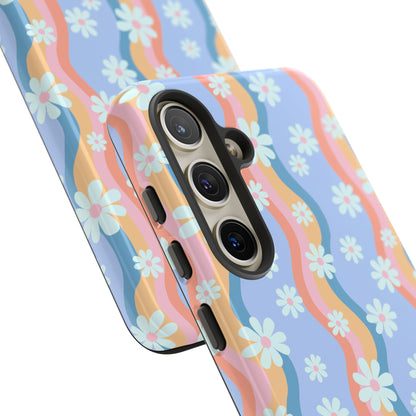 Blue Wavy Daisy Phone Case