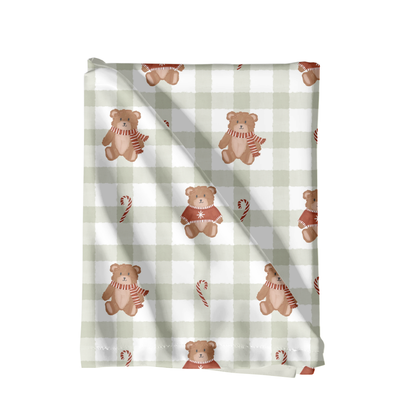 Watercolor Winter Gingham Bears