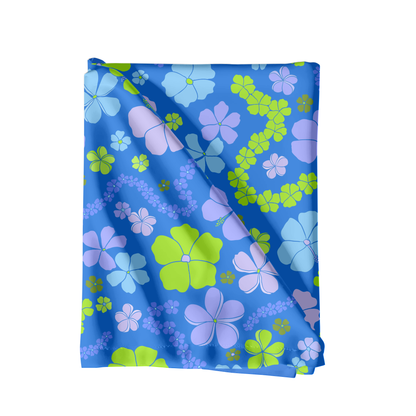 Bright Blue Hawaiian Floral