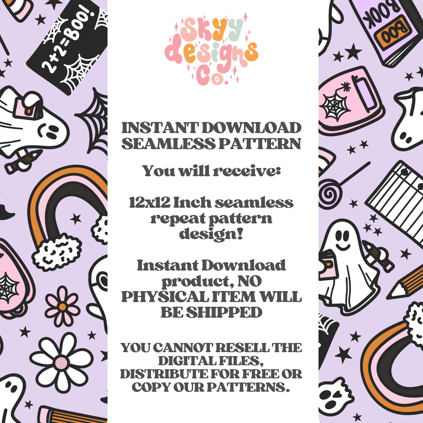 Girly Spooky School Seamless Pattern