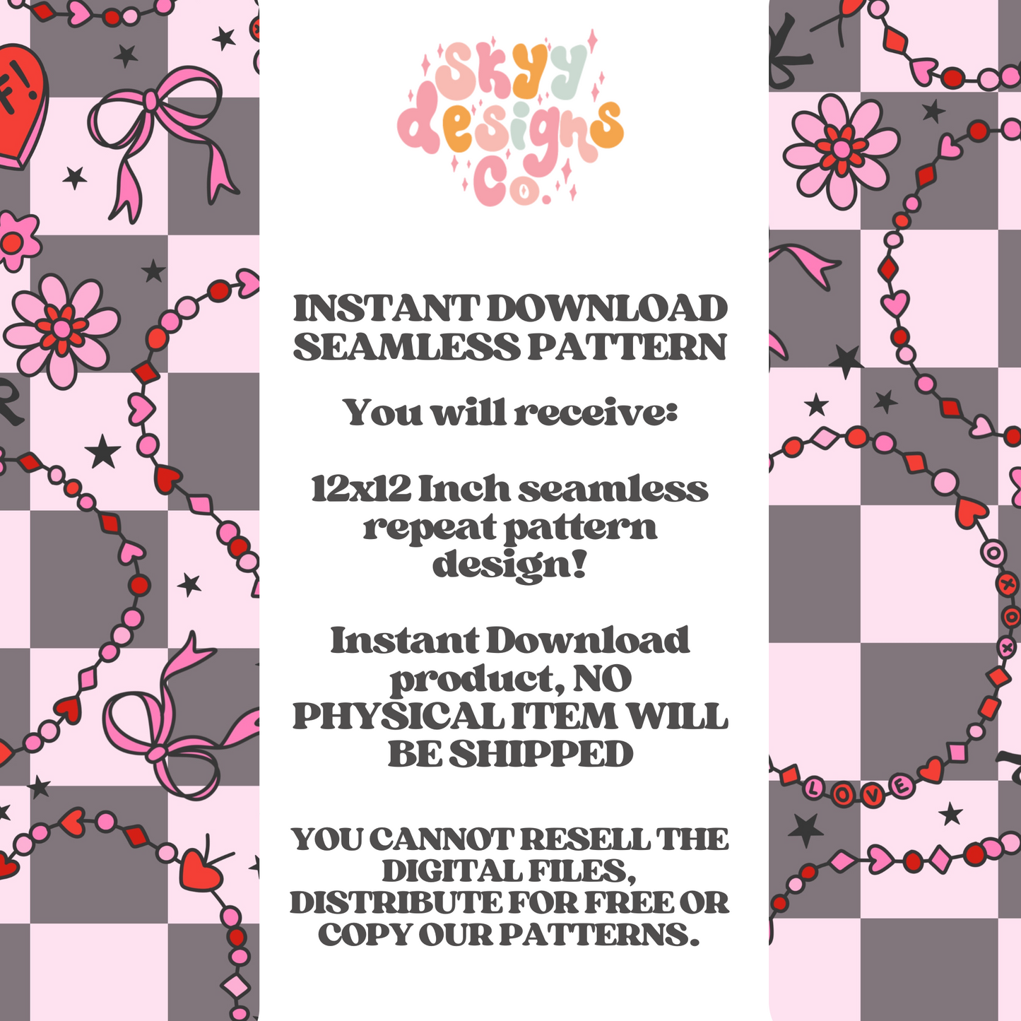 Valentine bracelets seamless pattern