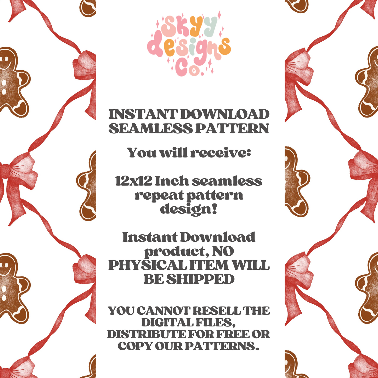 Christmas Gingerbread bow Seamless pattern