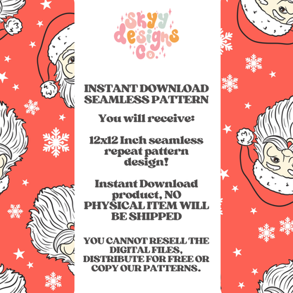 Trendy Red Christmas Santa Seamless pattern