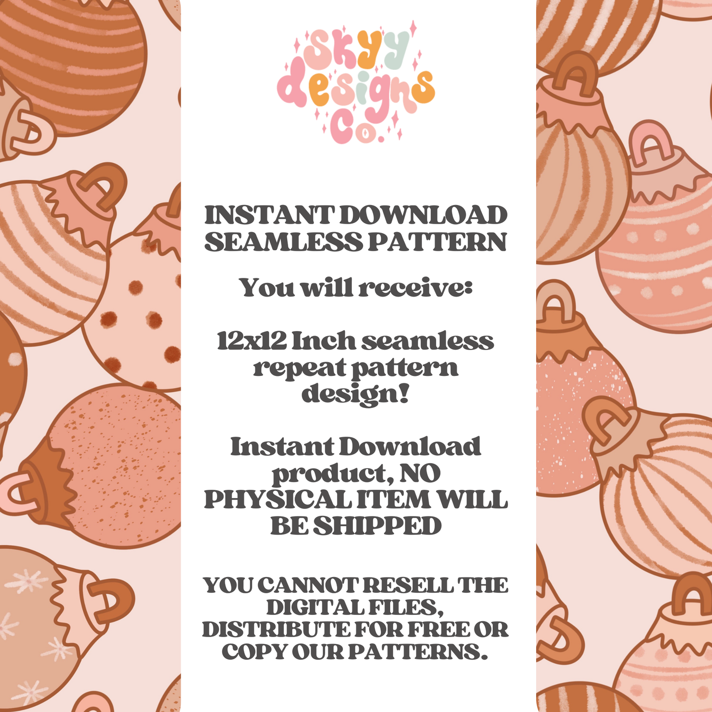 Boho Christmas ornaments Seamless pattern