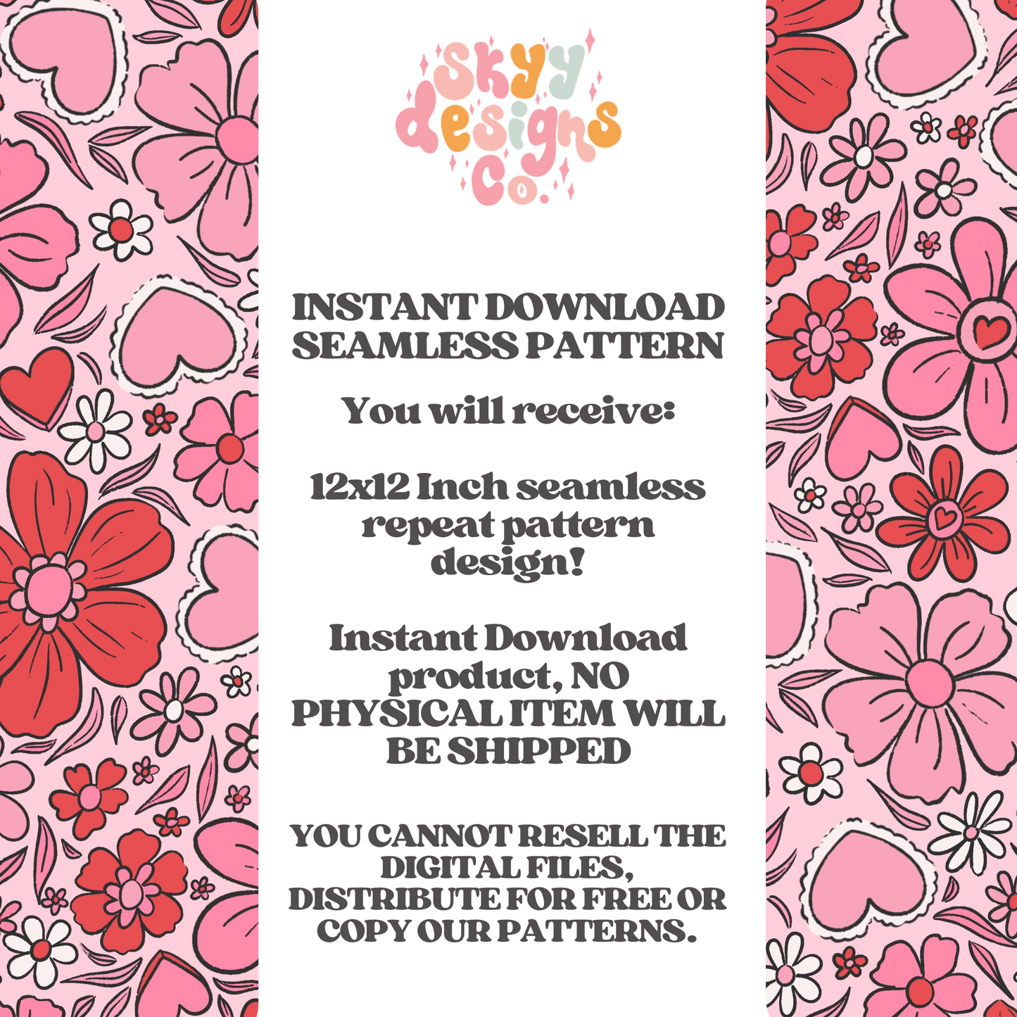 Valentine floral seamless pattern