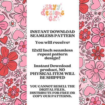 Valentine floral seamless pattern