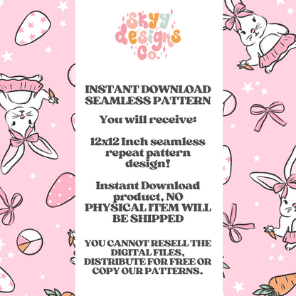 Girly coquette Easter Seamless pattern