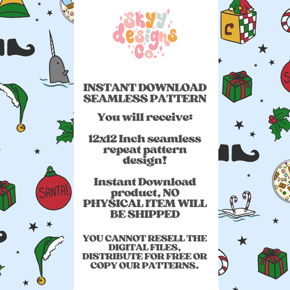 Elf Christmas seamless pattern