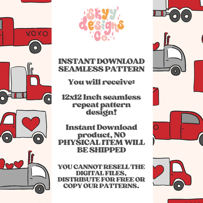 Valentine Love Trucks Pattern