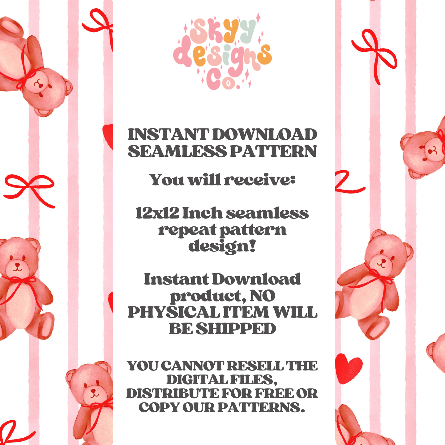 Preppy Watercolor Valentine Bears