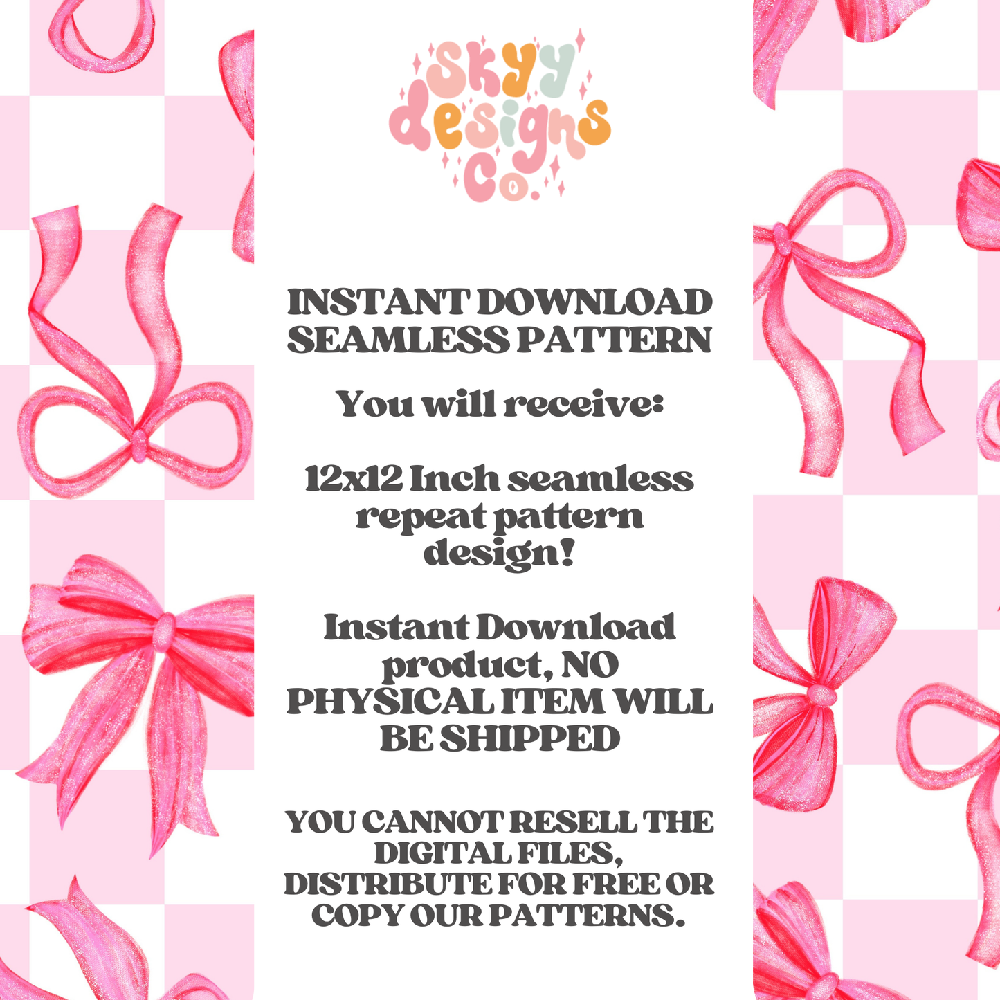 Checkered girly bows Seamless pattern