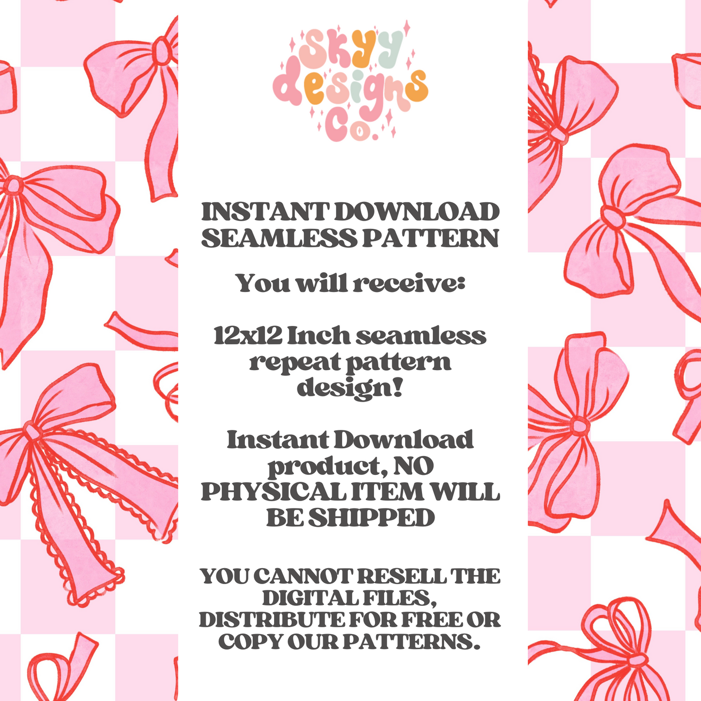 Checkered Valentine bow Seamless Pattern