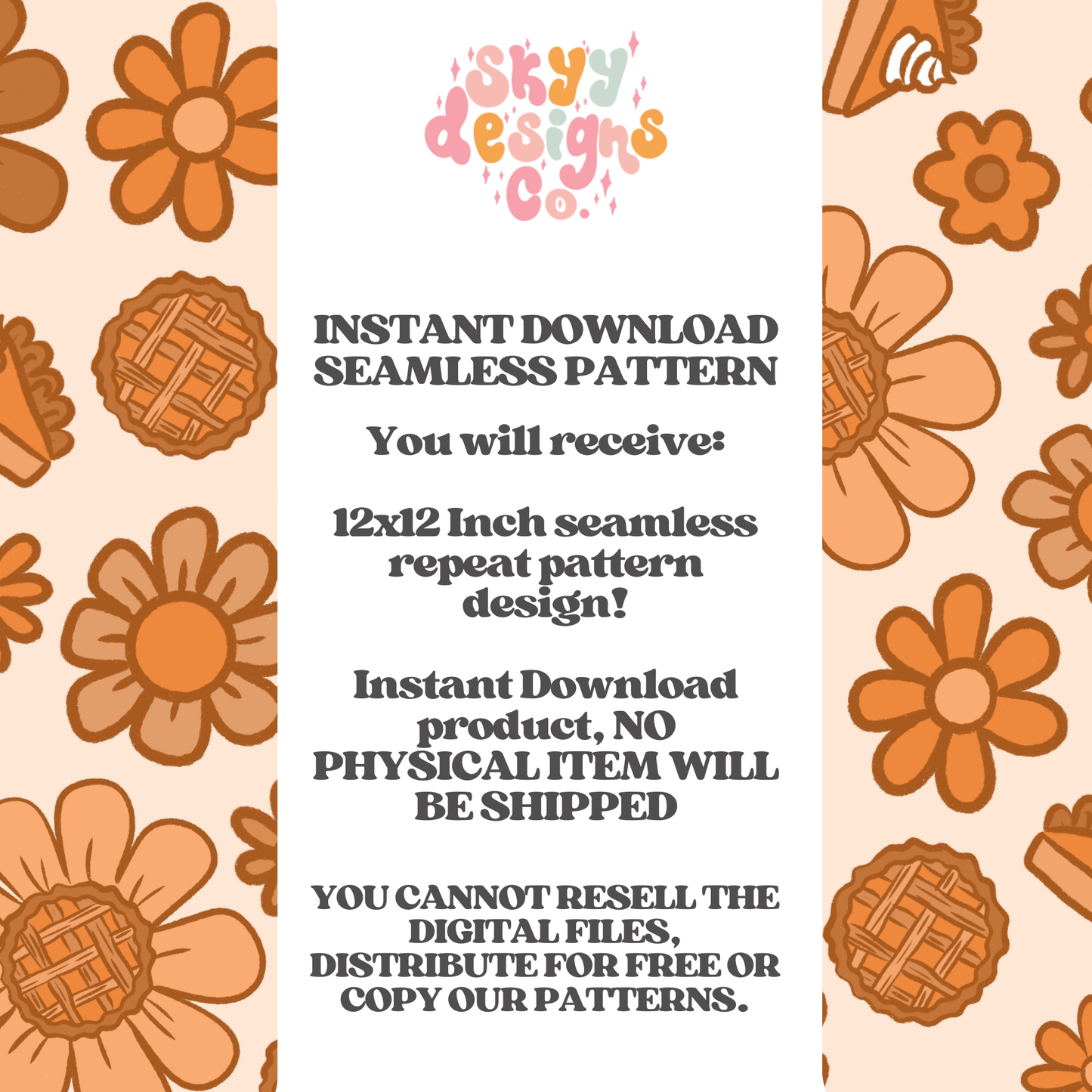 Thanksgiving pie Daisy Seamless pattern