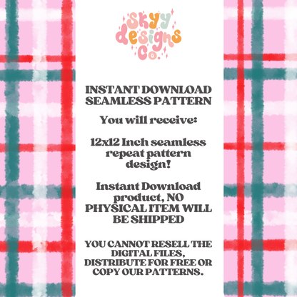 Pink Christmas Plaid Seamless Pattern