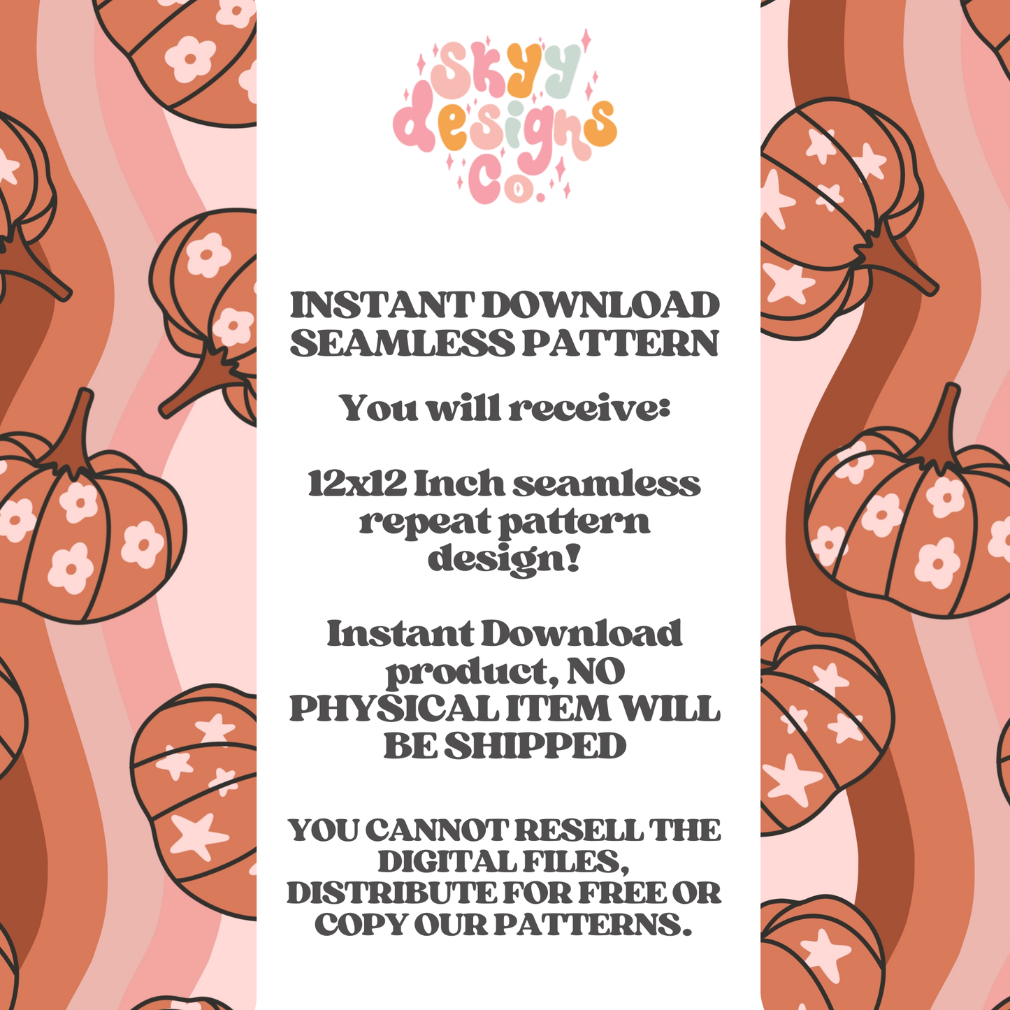 Fall retro wavy pumpkin seamless pattern