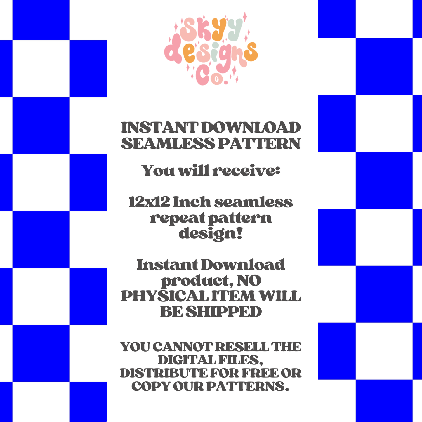 Bright Blue Checkered Seamless Pattern