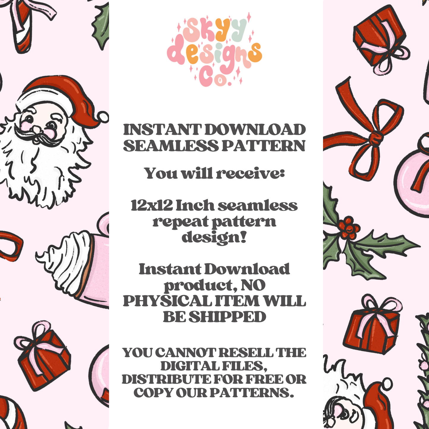 Coquette Christmas Seamless pattern