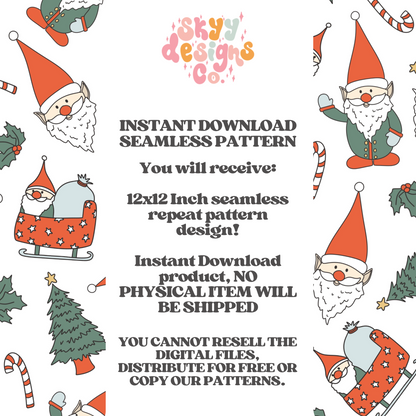 Christmas gnomes Seamless pattern