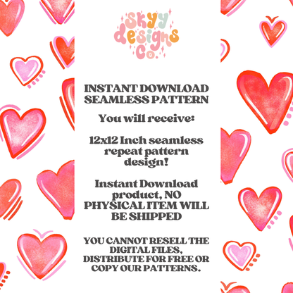 Watercolor Hearts Seamless Pattern