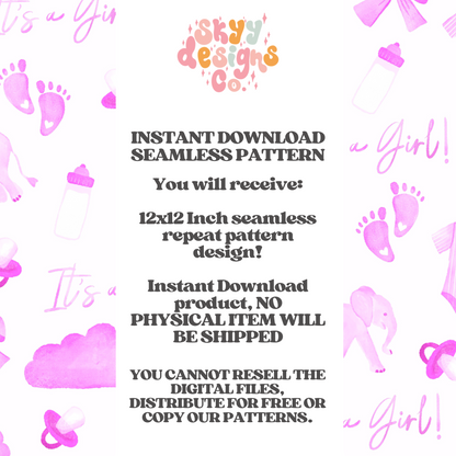 Its a girl Baby shower pattern