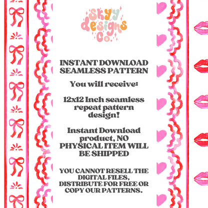 Valentine lace stripes seamless pattern