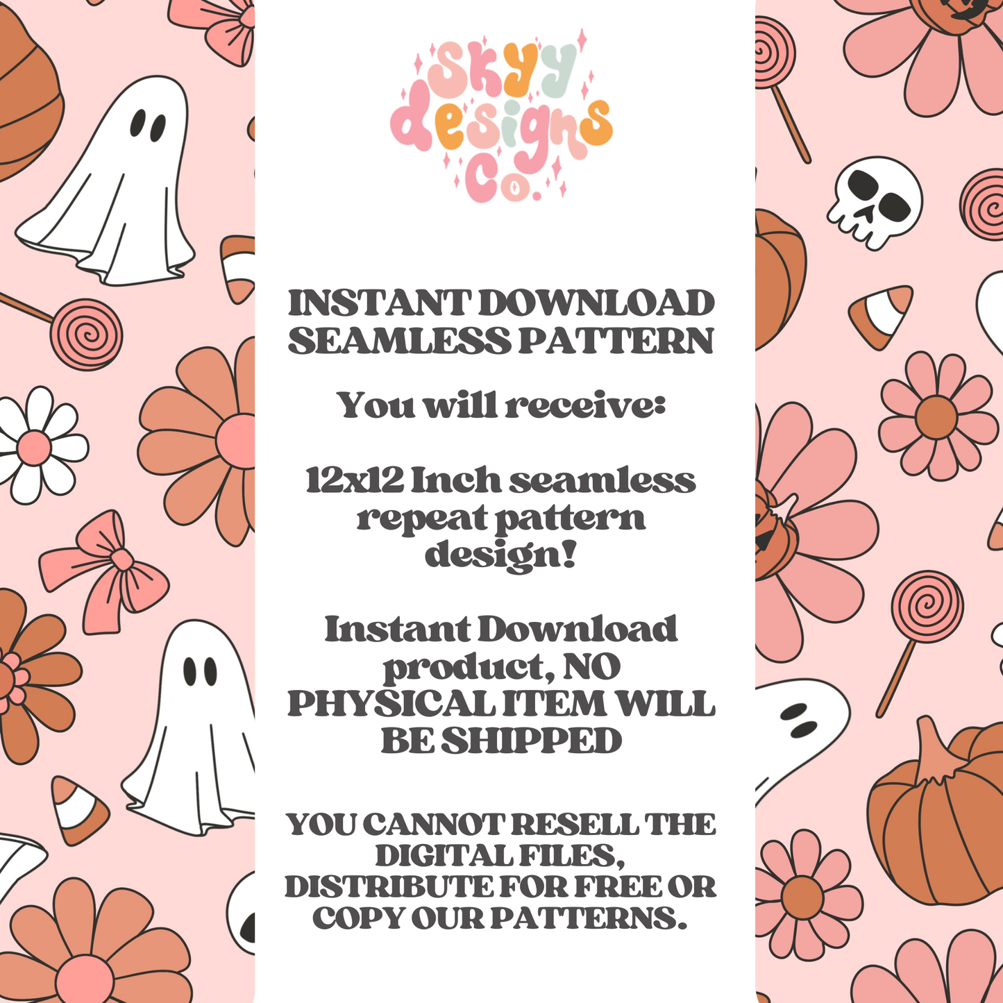 Pink Boho Halloween Seamless Pattern