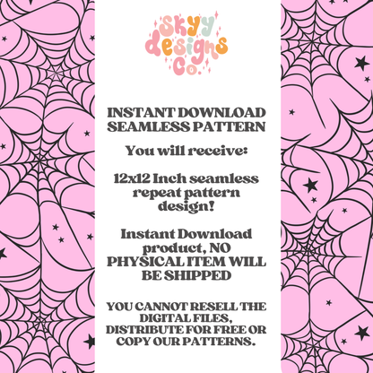 Pink Halloween spiderweb seamless Pattern