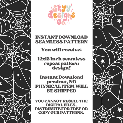 Trendy Spiderweb and stars Seamless Pattern