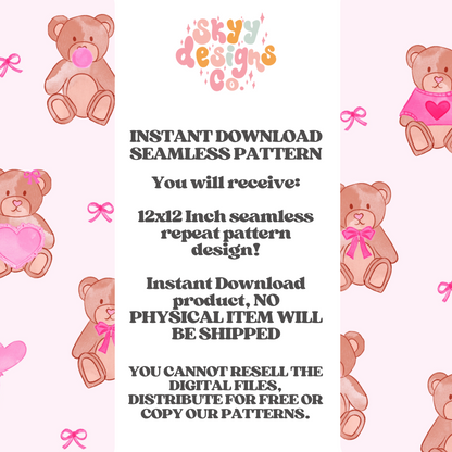 Watercolor valentine bears Pattern