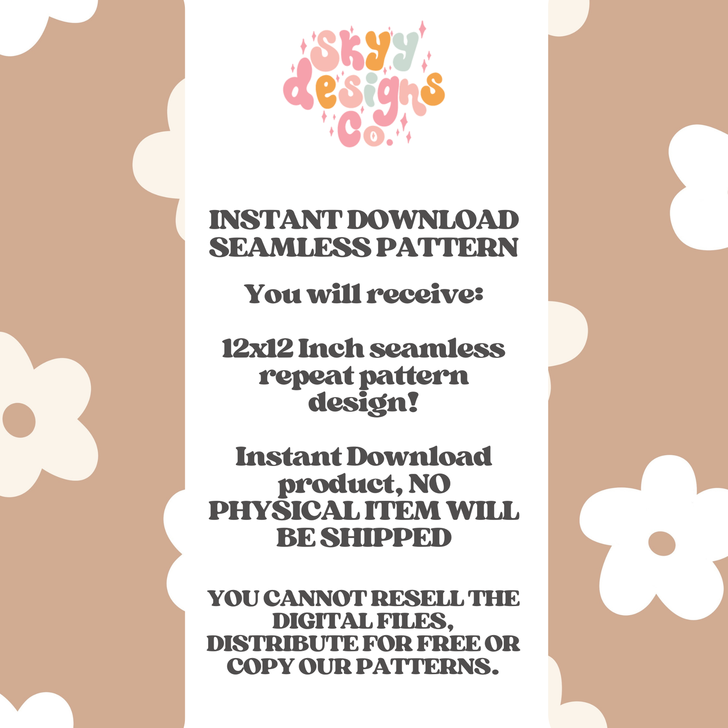 Neutral Minimal Boho Daisy Seamless Pattern