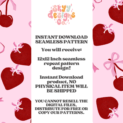 Valentine cherry strawberry seamless pattern